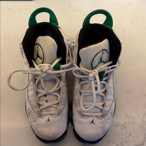 Jordan white and green youth basketball shoes